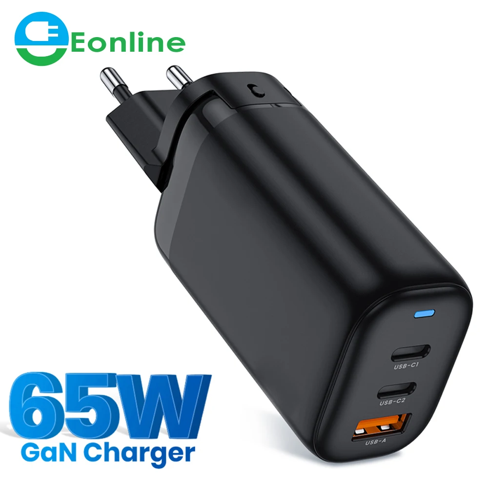 

EONLINE GaN 65W USB C Charger Quick Charge Type C PD Charger QC 4.0 3.0 Wall Fast Charger for Phone Xiaomi Laptop Tablet