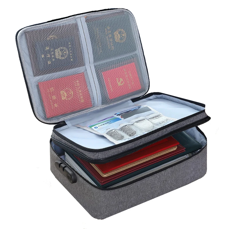 

Custom wholesale large capacity passport document bag with lock Travel Business storage bag organizer, 3 colors