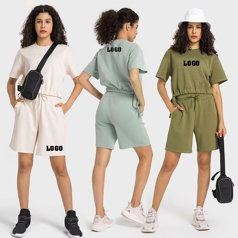 

2023 new design Sweatshirts Set Women Workout Training Activewear Short Sweatsuit Casual Street Outfit Running Clothes For Women