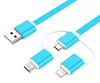 3ft 6ft 10ft 3 in 1 usb 2.0 charger cable micro usb 8pin type C fast charging flat data cable for mobile phone