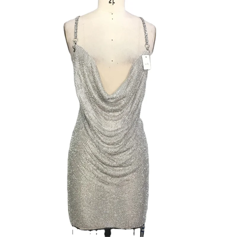 

2020 Metal Chain Suspender Party Crystal Dress, Silver