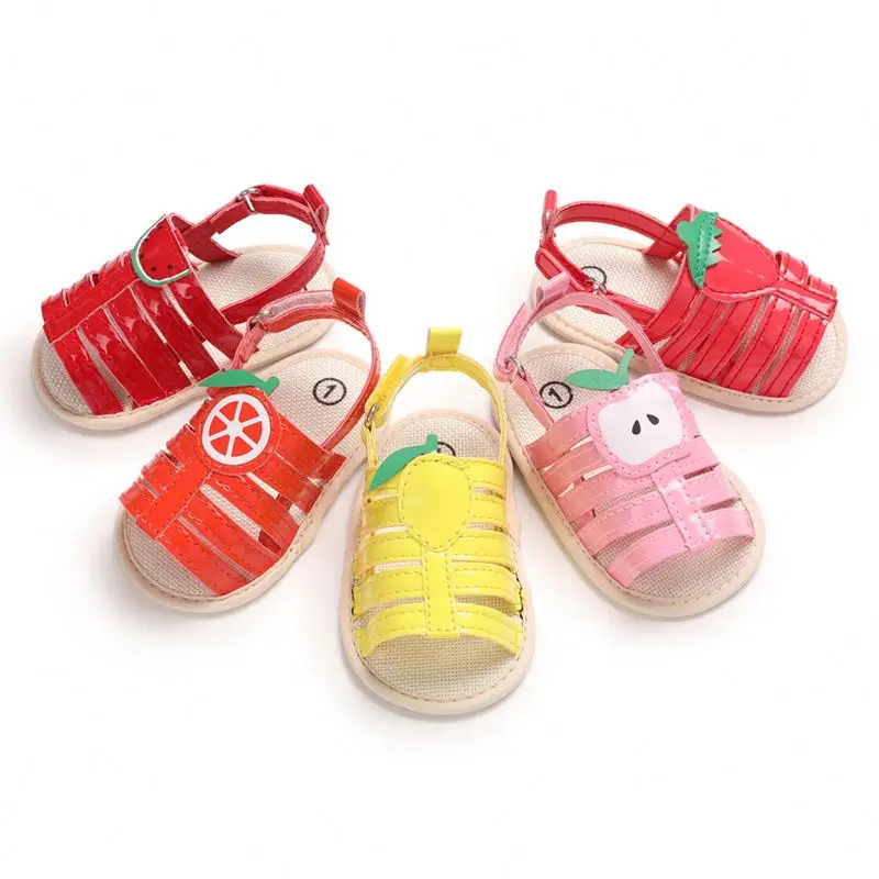 

New arrival high quality spft PU fruit design baby toddler sandals shoes summer, 5 colors