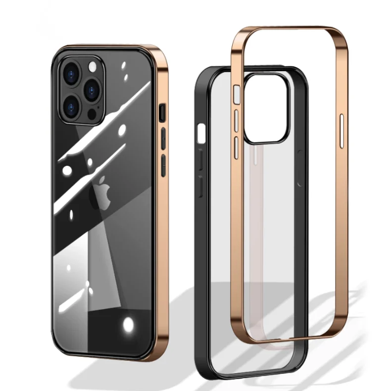 

Bumper For iPhone 12, Laudtec 2 in 1 Electroplating Frame Shockproof Cover Hard Protect Phone Case For iPhone 12 Pro Max//, Black, navy blue, red, gold, silver