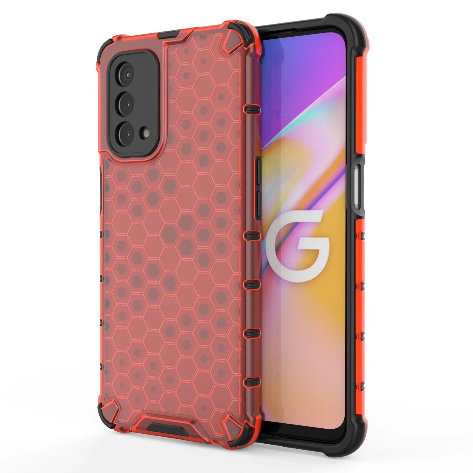 

Hybrid Silicone Hard Case Bumper Cover For OPPO A93, As pictures