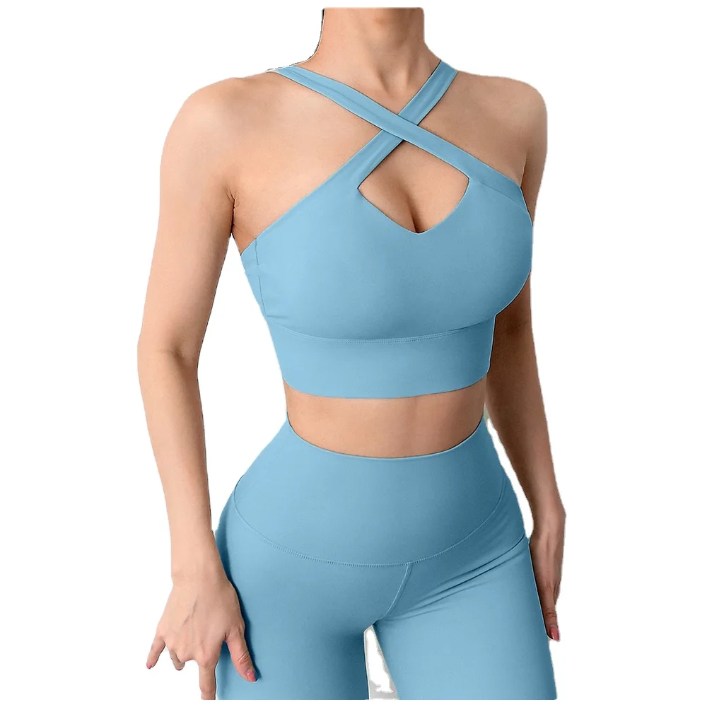 

Yoga set Solid color High Waist Yoga Pants Seamless leggings and bra booty oem yoga top bra sports wear set for women, Picture shows