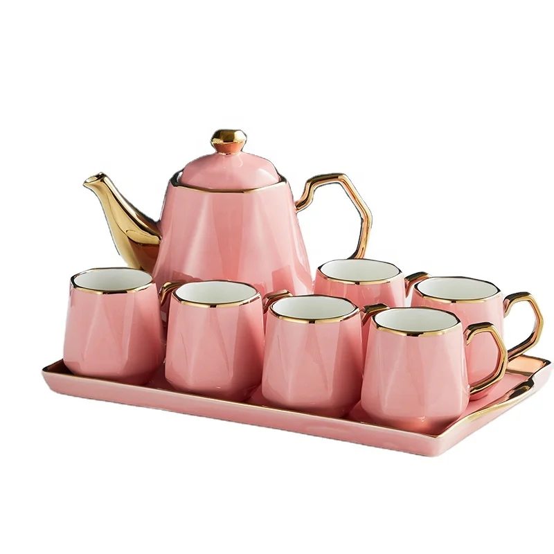 

Octagon Tea Pot Cup Saucer Tea Set Milk Coffee Mug And Saucer Set Of 6