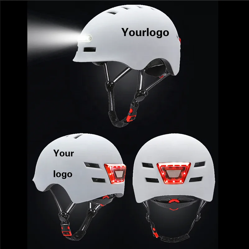 

Custom Skate Scooter Bike Helmet With Signal led Light Bicycle Cycle Riding, Blue,yellow,black,red etc