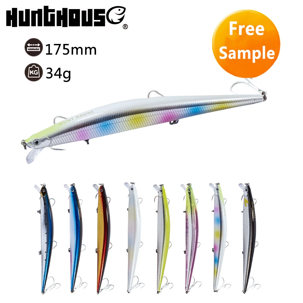 

Hunt house wholesale unpainted fishing sea bass lures artificial baits, 8 colors