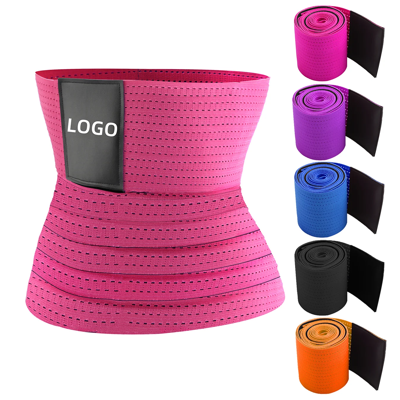 

Adjust Elastic Bandage Waist Trainer Postpartum Body Wrap Shaper Waist Band Long Rubber Waist Trainer Belt Fajas, Customized color