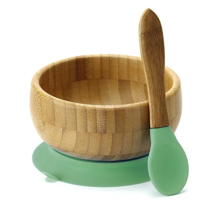

Child restaurant plates kids dinnerware sets bamboo fiber plate silicone baby suction bowl
