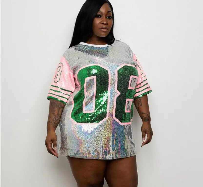 

Fat Women Sequins Long Sleeve T shirt Bling Bling T shirt, Red