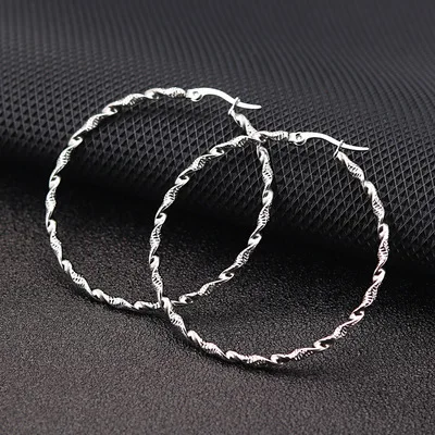 

New Korean version of titanium steel stainless steel twisted wire big earrings fashion trend exaggerated round twist earrings ea