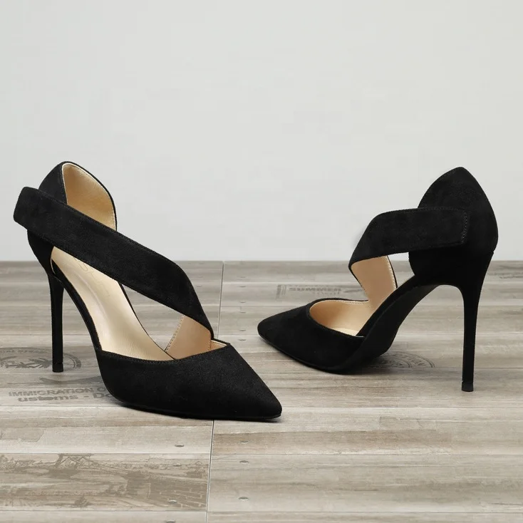 

Classic Women Slip On Pointed Toe Pumps Close Toe Suede Stilettos High Heels Shoes