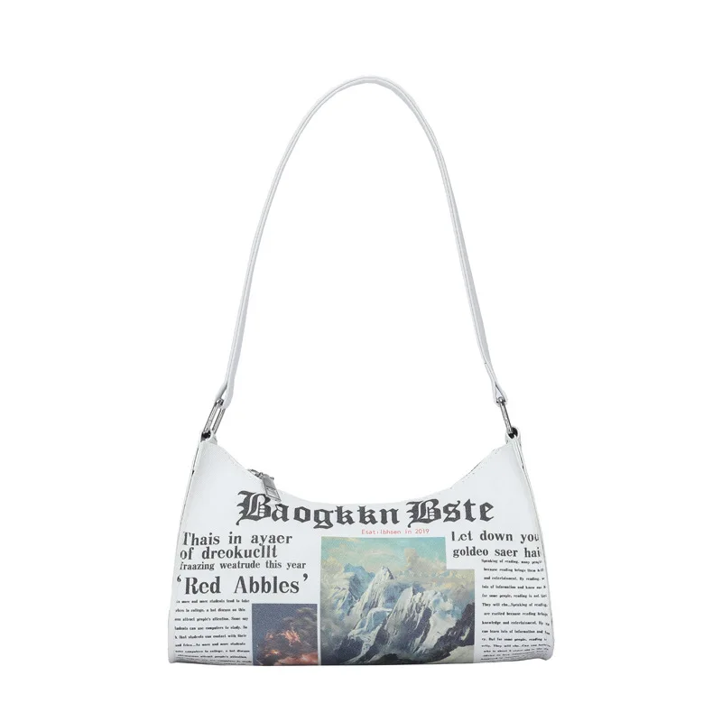 

New Fashion Newspaper Handbags Popular Trendy Underarm Women Hand Bags For Girls Design Purses Crossbody Ladies Handbags, As picture