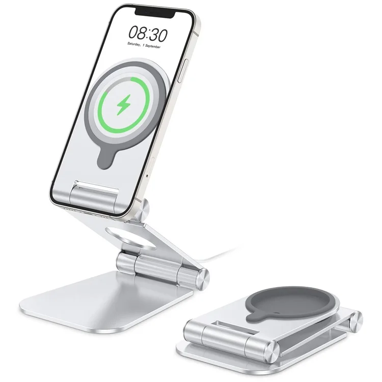 

Multifunction desk foldable phone magnetic metal stand for iphone 12 13 wireless charger stand magsaf phone holder