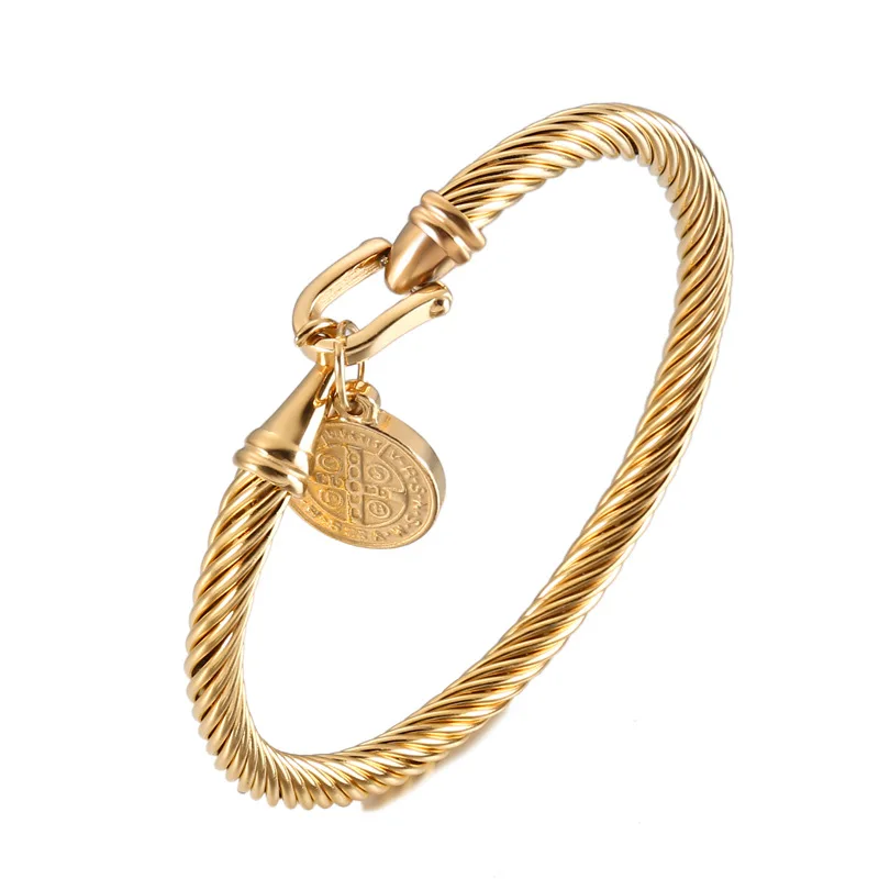 

Hainon women Silver and Gold bangle Stainless Steel jewelry Bracelet Men bracelet wholesale