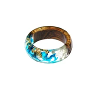 

19S101002-Wholesale Hot Selling Delicate Wood Resin Ring Glow Epoxy Dried Flower Ring For Promotional Gifts