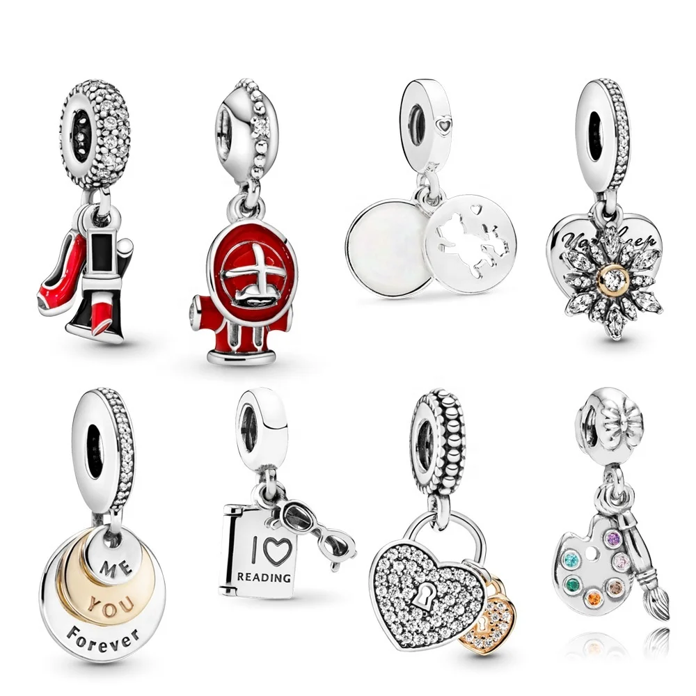 

Wholesale 925 sterling silver 2021 charm new heart-shaped abacus digital bracelet DIY loose beads, Silver color