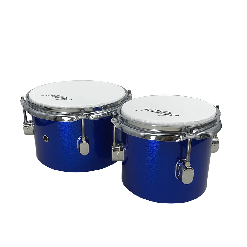 

Wholesale Blue Colour Custom Brand made 6/8 Inch Maple Wood Bongo Drum Set Percussion musical instrument for sale, Red,black,blue