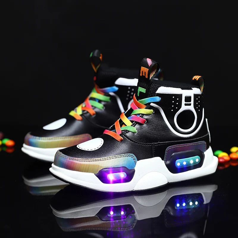 

YT New Children's LED luminous shoes High-top colorful kids light up shoes, Picture