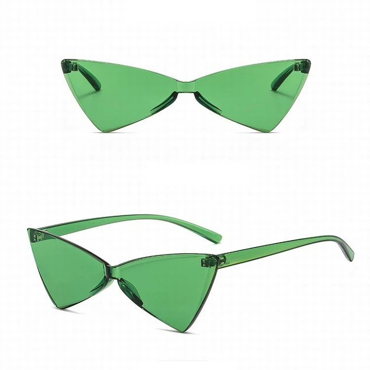 

007 fashion One Piece triangle cat eye Shaped Rimless Sunglasses Transparent Candy Color Eyewear ocean lens color party glasses