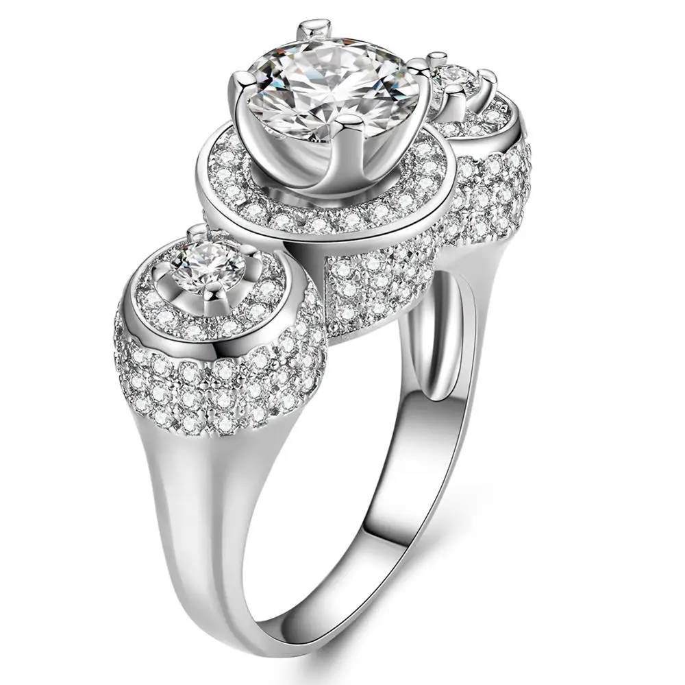 Creative design popular female white diamond rings women white gold rings for wedding jewelry
