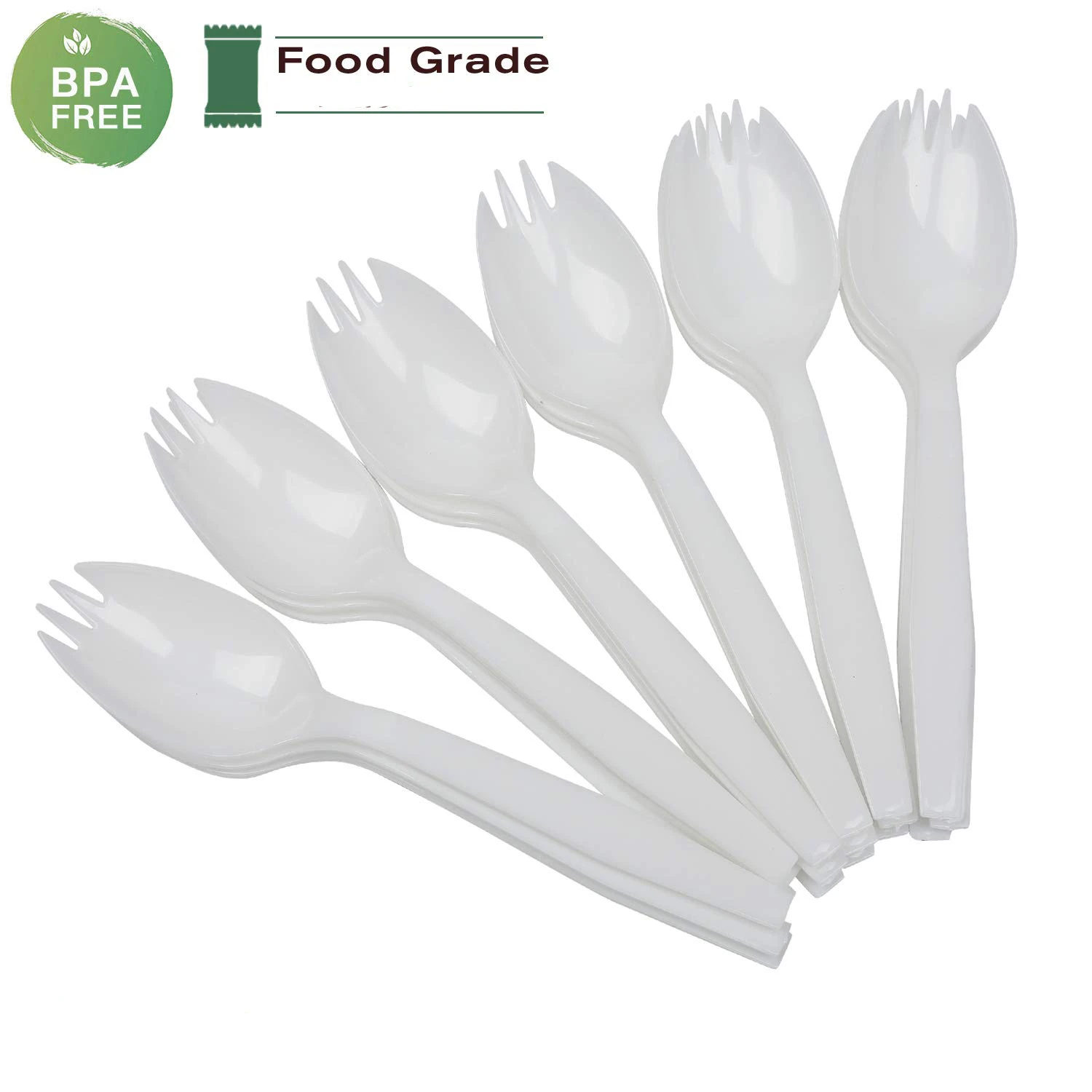 Econewleaf Heavy Weight Disposable Salad Spork Extra Long Handle Travel