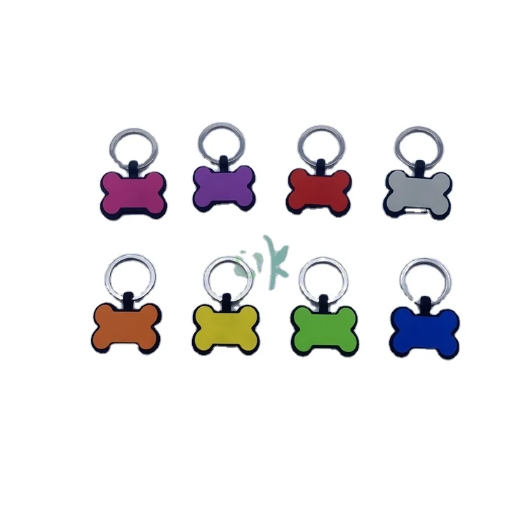 

OKSILICONE Laser Engraved Logo Tag Shaped Fashionable Silicone Pet Name Tag For Cats Or Dogs Bone Shaped With Key Ring, Gray/red/orange/blue/purple/green/yellow/rose red