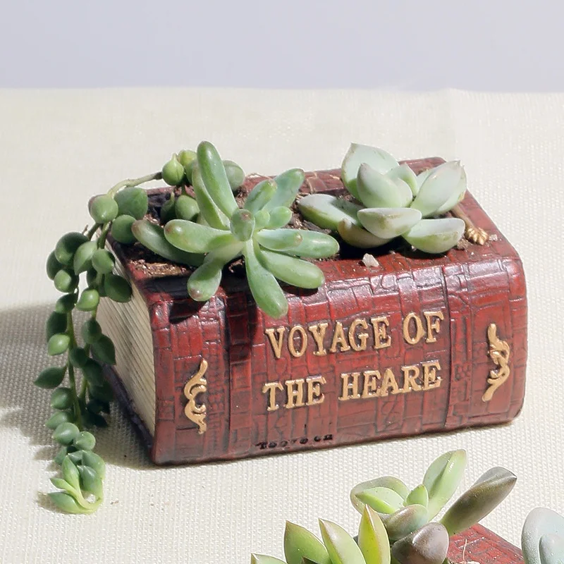 

A0669 Book Shape Retro Resin Succulent pots Planter Garden Succulent Flower Pots book shaped Flower pot, Customized color