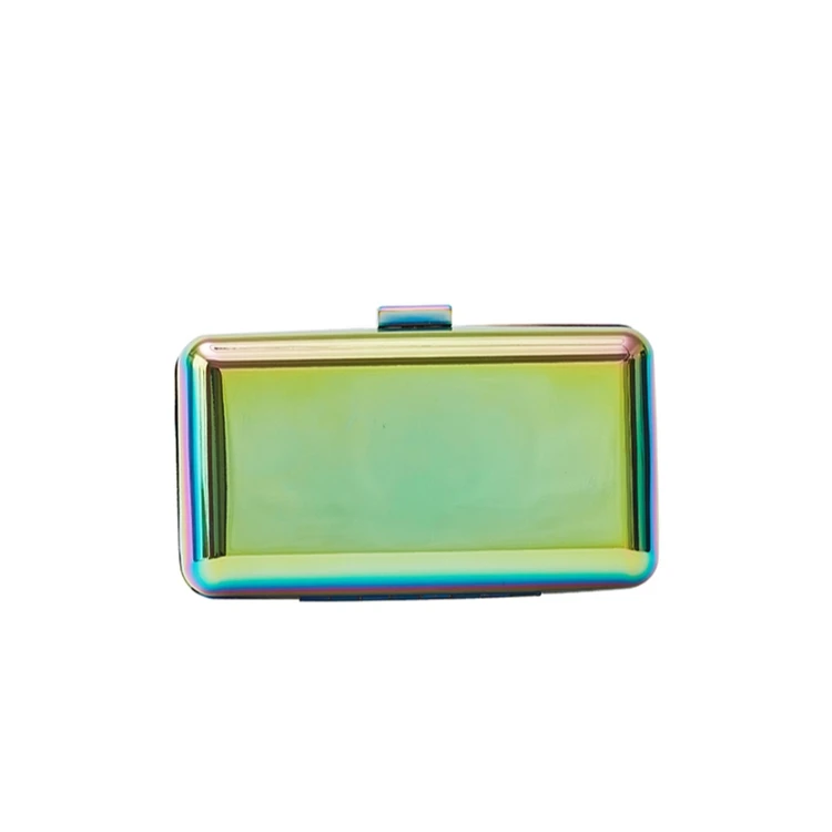 

2021 New Fashion Small Square Hologram Box Clutch Bag, Rainbow