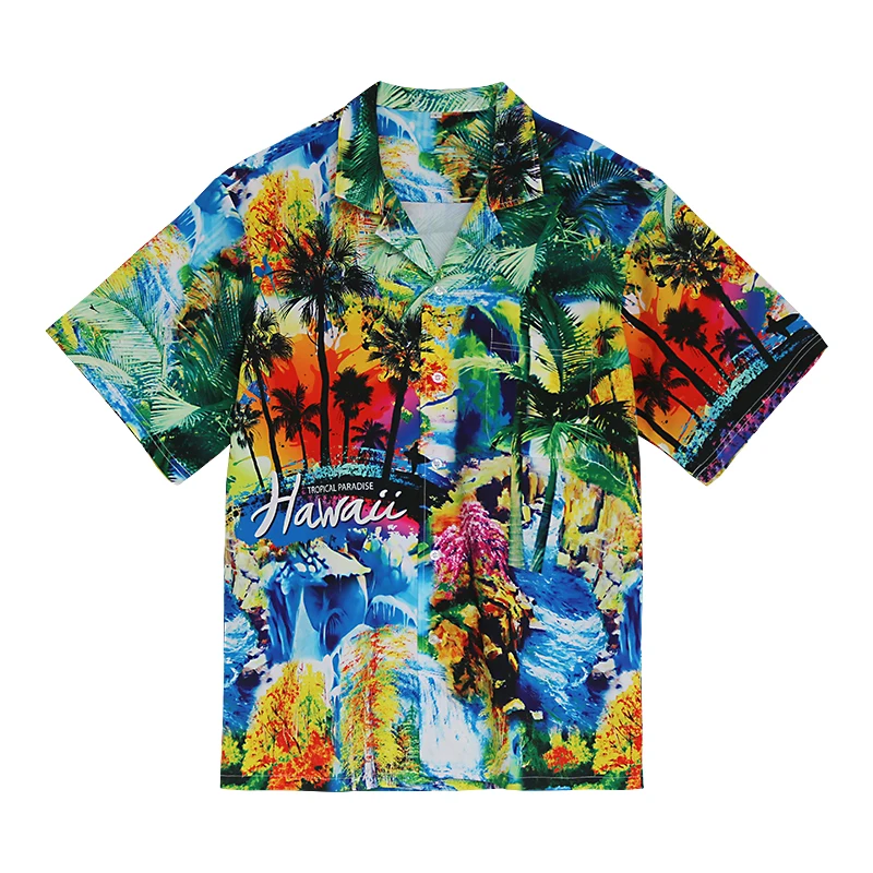 

Wholesale New Design Shirt Printing Men Beach Wear spandex polyester custom men casual Hawaiian Shirts, Custom color