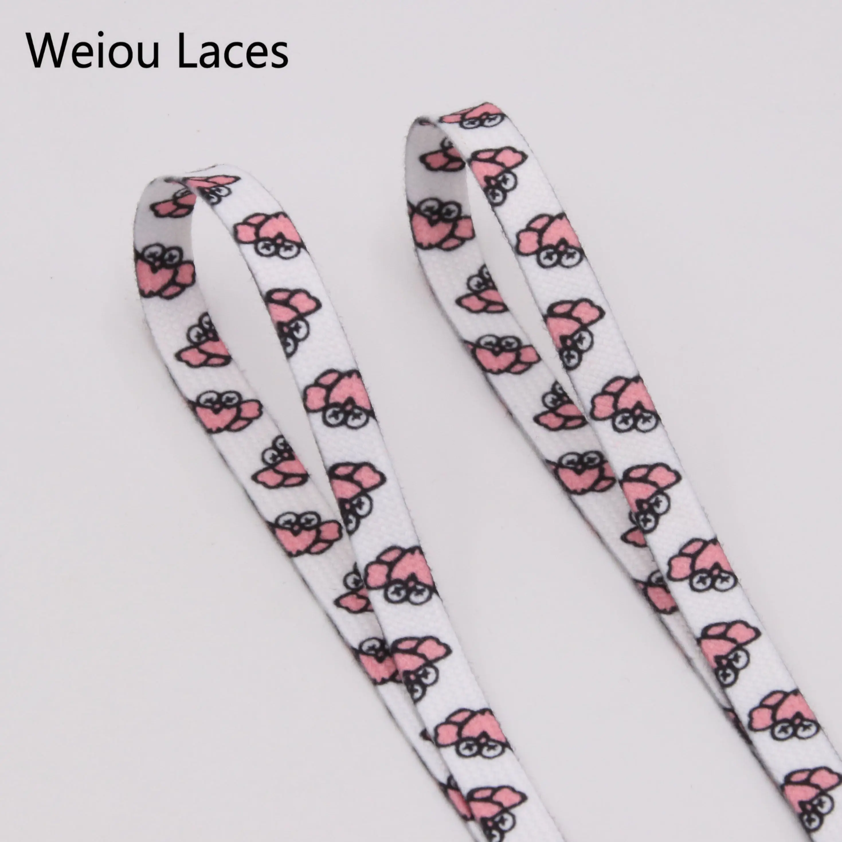 

Weiou Flat Printing Funny Cartoon Trendy Shoelaces Pink Unisex Cotton Material High Quality Support Any Length Shoelaces, As picture, ,support customized color printing