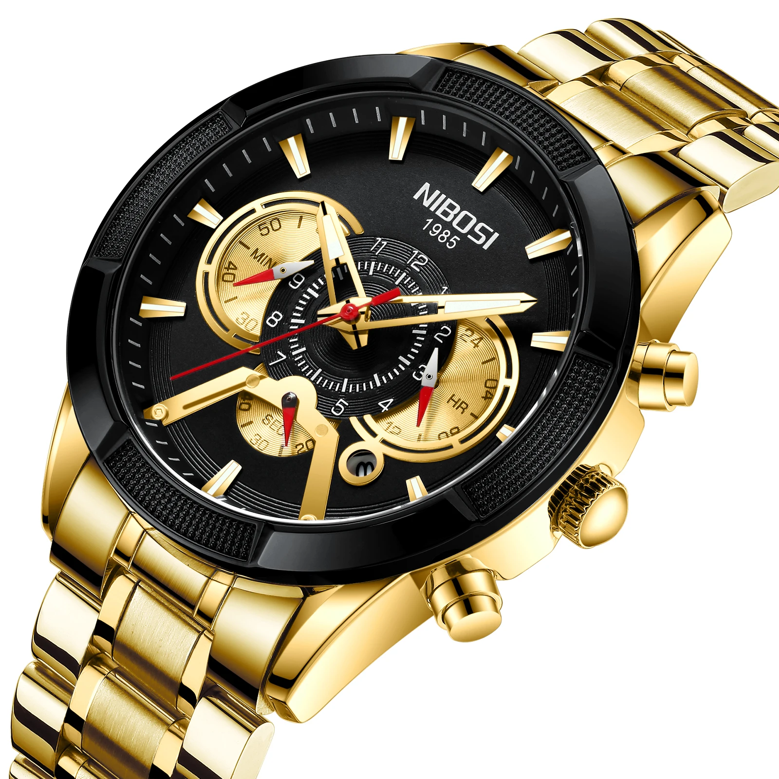 

Black Face Interspersed With Gold Men Business Wach