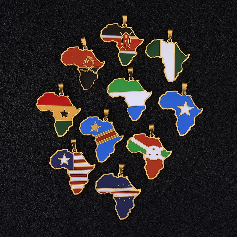 

Hot Map of africa necklace Somalia Nigeria Ghana Angola Kenya Liberia Sierra Leone Congo map flag pendant necklace, Picture