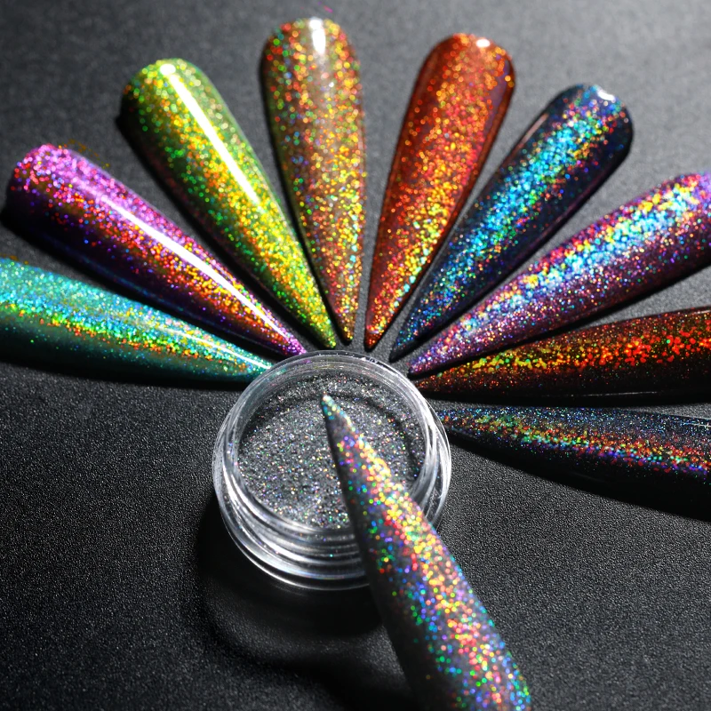 

1Pc Holographics Powder Glitter Sliver Series Sequins Pigments Nail Art Flakes Decoration DIY Polish Tools