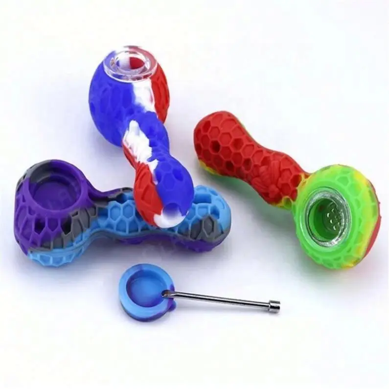 

Hot Sale Honeycomb Food Grade Silicone Smoking Pipe Beehive Hot Selling Weed Pipes, Random