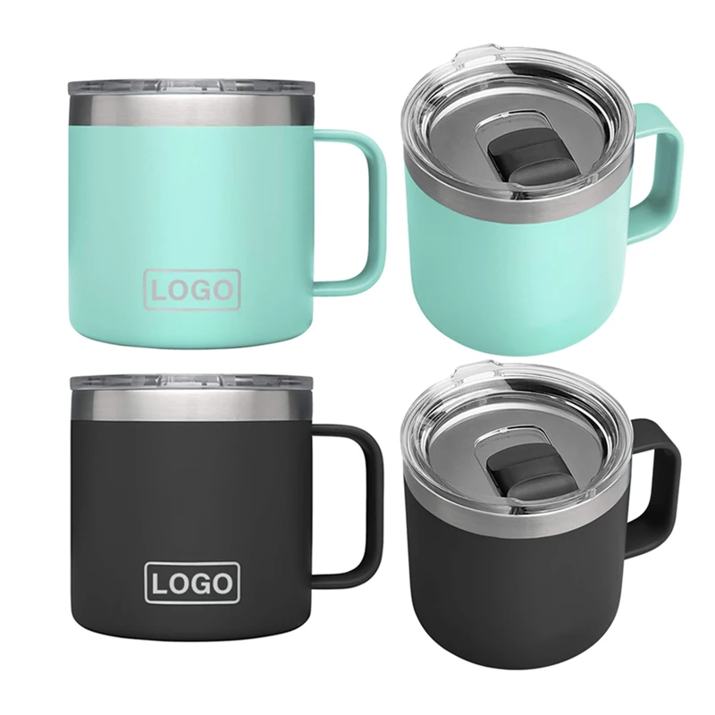 

12oz 14oz custom double wall Insulated stainless steel travel coffee camper mug with handle magnetic lid wholesale