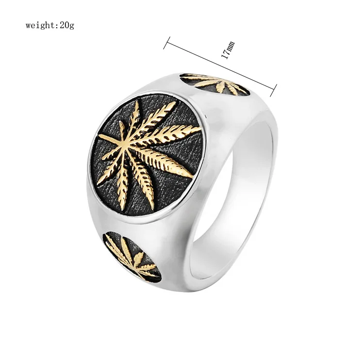 

Vintage style Sainless steel mariguana hemp leaf ring for Men, Picture shows