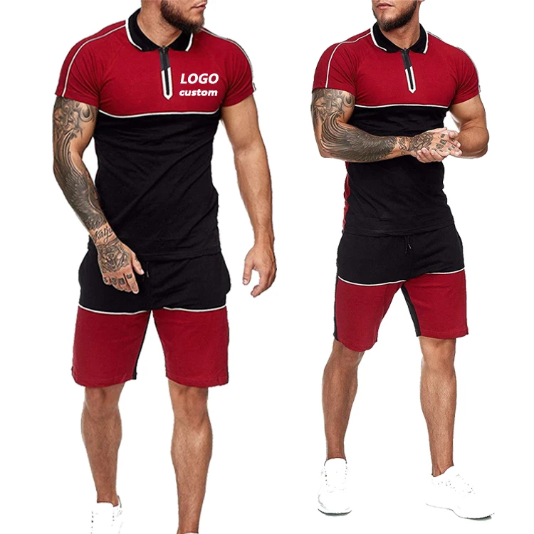 

High Quality Jogger Designer Logo Custom Two Piece Men Short Sets 2021 Men Summer Shorts Set