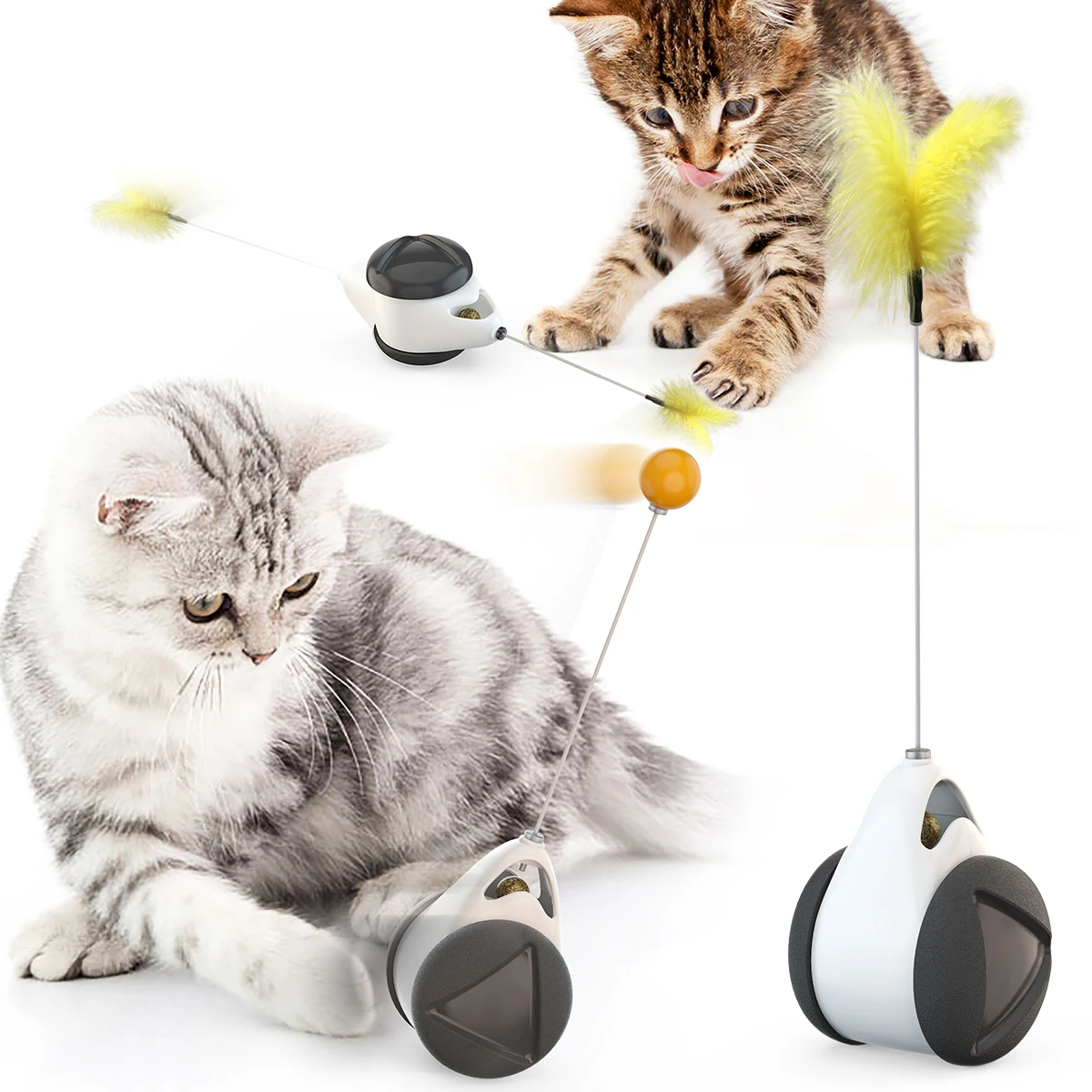 

Good Quality Stick Balanced Car Interactive Cat Toy Automatic Feather, Picture showed