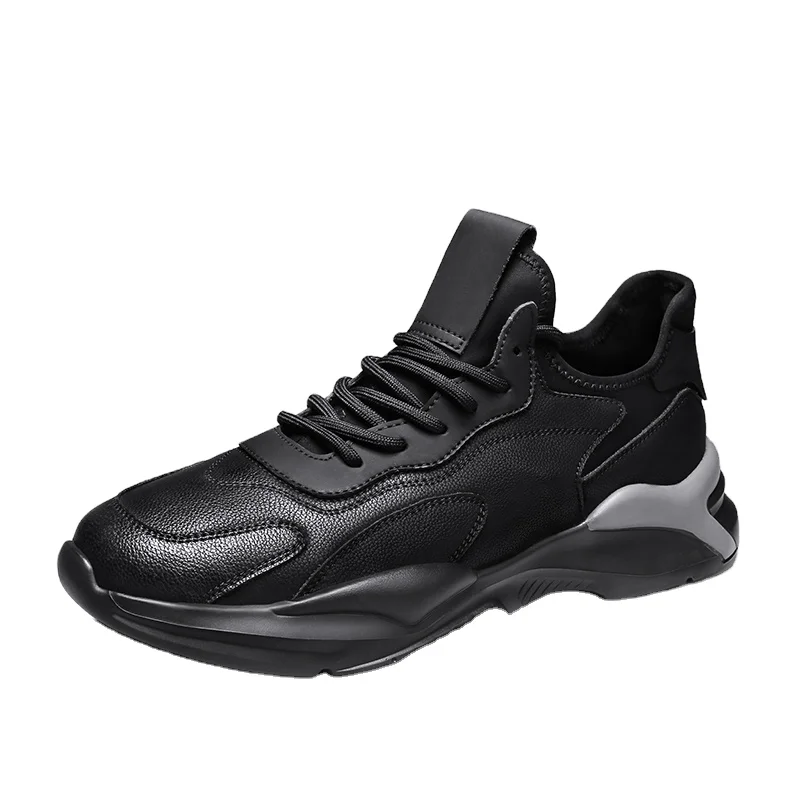 

Manufacturer High Quality Casual Leather Shoes Men Shoes 2021 Leather Customizable Logo Luxury Walking Shoes, Black