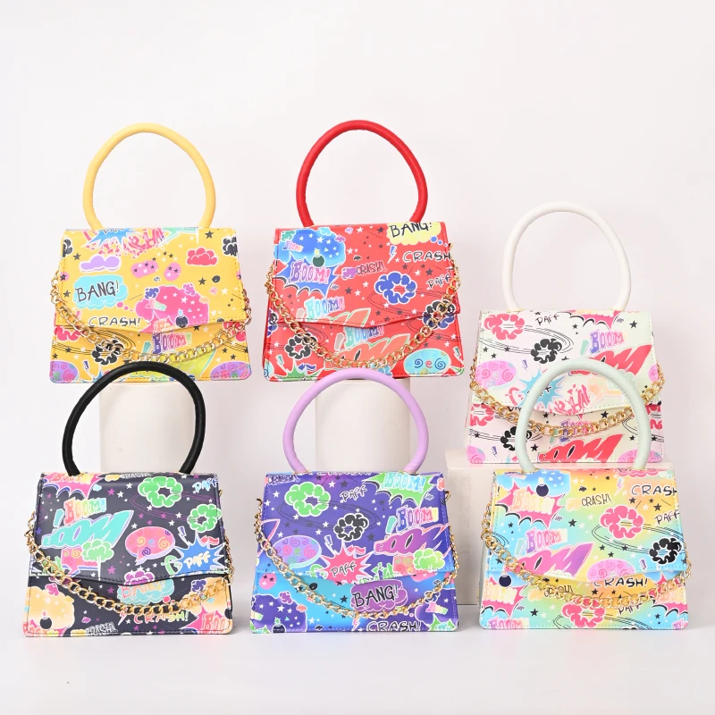 

Ladies PU Handbag Wallet Graffiti Casual Shoulder Bag For Women, 6 colors