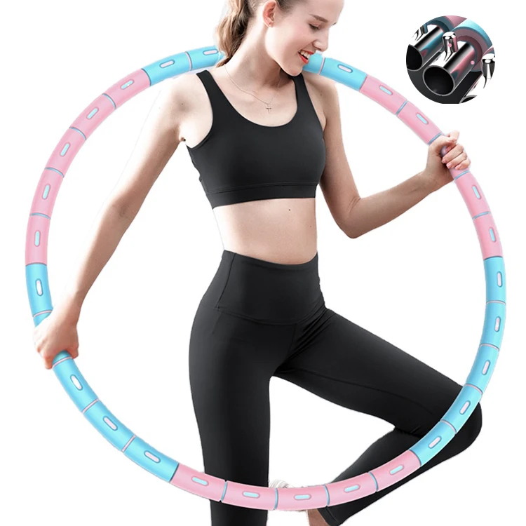 

Adult Fitness Equipment Stainless Steel Foam Detachable Body Building Weighted Hula Ring Hoops, Pink+blue,orange+beige,purple+beige,pink,purple