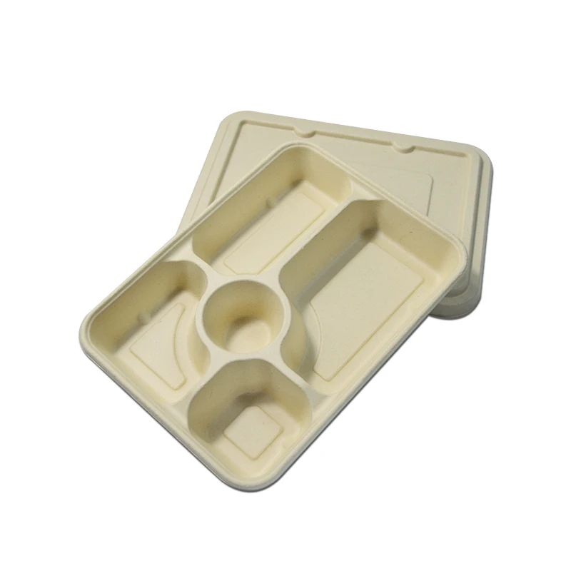 

Factory Wholesale Delivery Lunch Box Biodegradable Container Small 4 Compartment Disposable Takeaway Paper Lunch Box