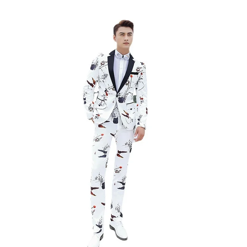 

Latest Design Coat Pant Men Suit Patterned Party Wedding Costume Homme Fashion Mens Tuxedo Suit