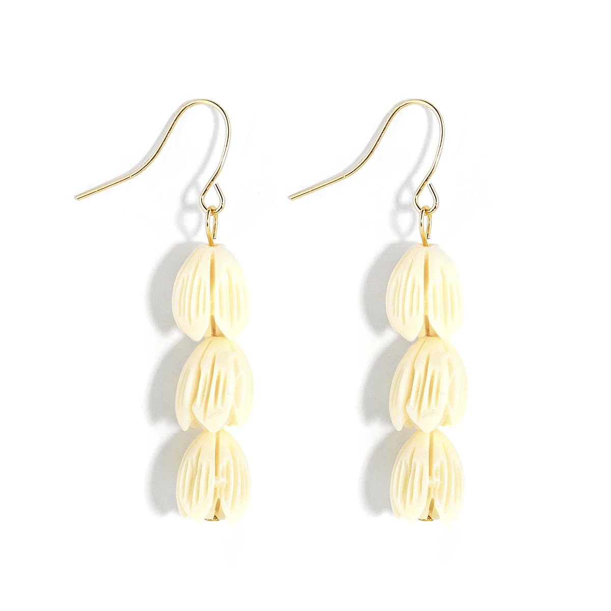 

2023 New Elegant women resin pikake beads drop earrings Trendy 18K gold plating earrings jewelry for women ready to ship