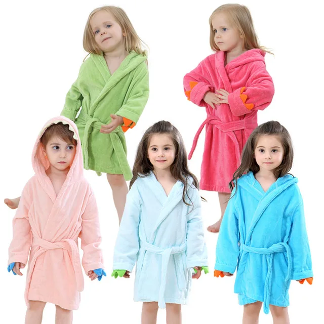 

Kids Dinosaur Animal Green Boy Bathrobe Children Cotton Beach Hooded bath Towel