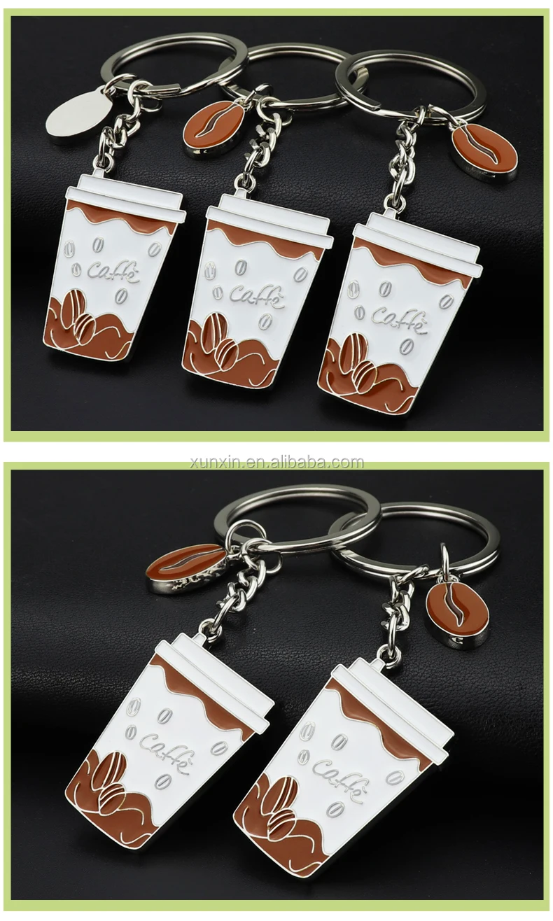 Mini Coffee Cup Keyring Metal Cafe Gift For Coffee Lovers Coffee Bean