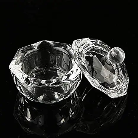 

Nail Art Acrylic Liquid Powder Dish Bowl Glass Crystal Cup Glassware with Lid for Nail Art Manicure Care Tools Nail Equipments, Like pictures