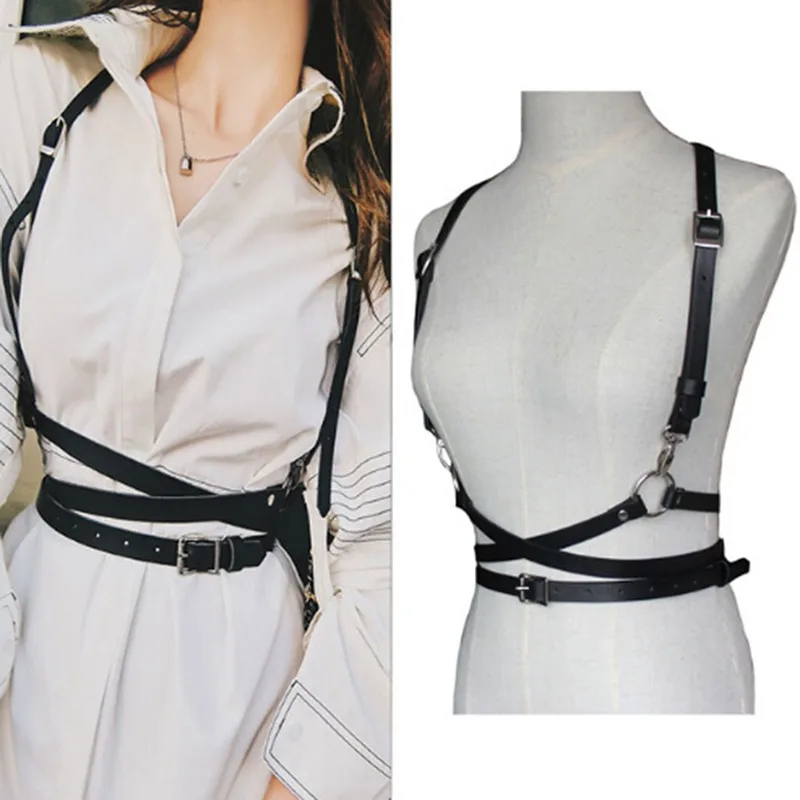 

Adjustable Harness Faux Leather Body Bondage Cage Sculpting Solid Waist Belt Straps Suspenders Women Body Belts, Custom color